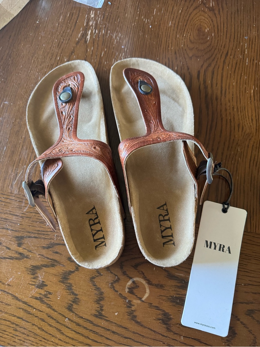 Myra tooled leather sandals NEW - Picture 1 of 5